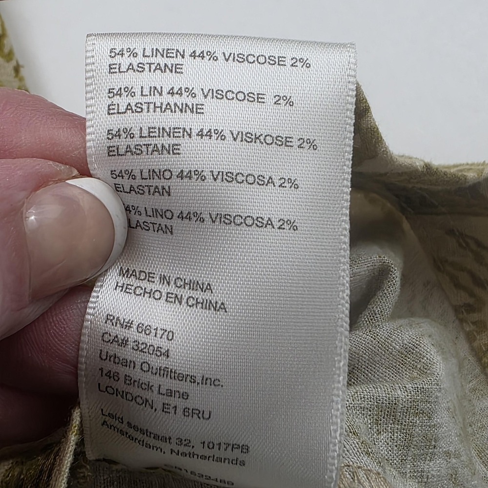 Urban Outfitters Dress Womens S Green Collared‎ Zip Front Linen Mini Sleeveless - Picture 6 of 9